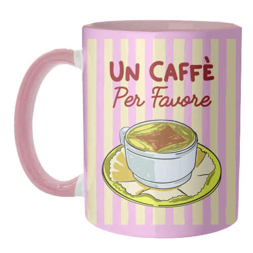 Un Caffè Per Favore Affogato Stripes Preppy Italian Coffee - unique mug by EZbie