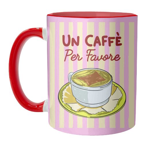 Un Caffè Per Favore Affogato Stripes Preppy Italian Coffee - unique mug by EZbie