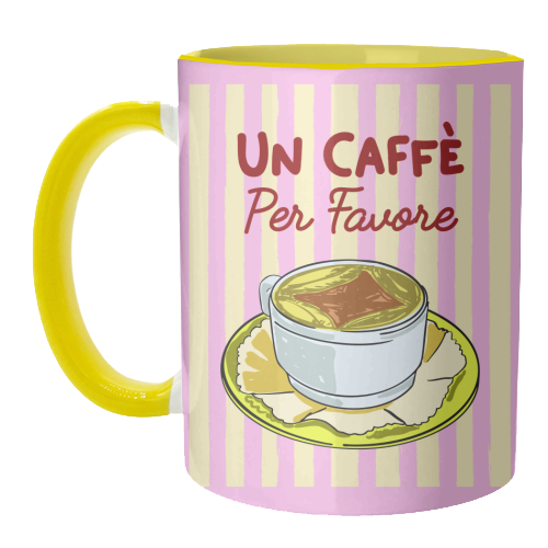 Un Caffè Per Favore Affogato Stripes Preppy Italian Coffee - unique mug by EZbie
