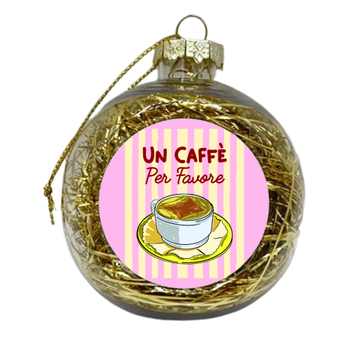 Un Caffè Per Favore Affogato Stripes Preppy Italian Coffee - xmas bauble by EZbie