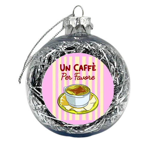 Un Caffè Per Favore Affogato Stripes Preppy Italian Coffee - xmas bauble by EZbie