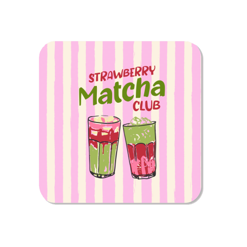 Strawberry Matcha Club Preppy Stripes Illustration - Magnet by EZbie