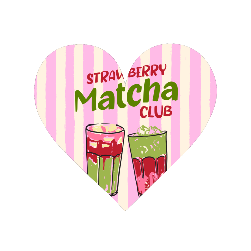 Strawberry Matcha Club Preppy Stripes Illustration - Magnet by EZbie