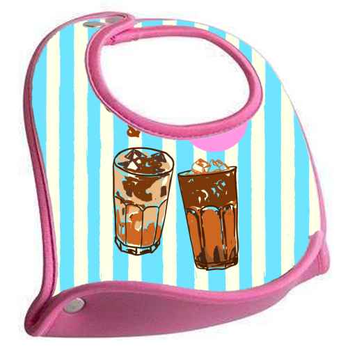 Iced Coffee and Sunshine Summer Stripes Preppy - feeding bib by EZbie