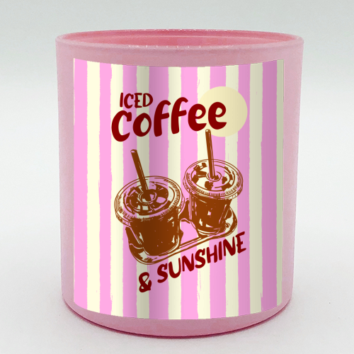 Pink Preppy Stripes Iced Coffee and Sunshine - scented candle by EZbie