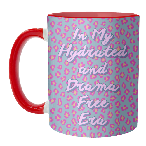 In My Hydrated and Drama Free Era – Cool Retro Leopard Print with Sassy Quote - unique mug by Nida Designs