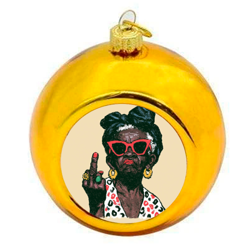God bless you - colourful christmas bauble by DejaReve