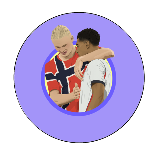 Haaland & Bellingham - Circle Sticker by Pink and Pip