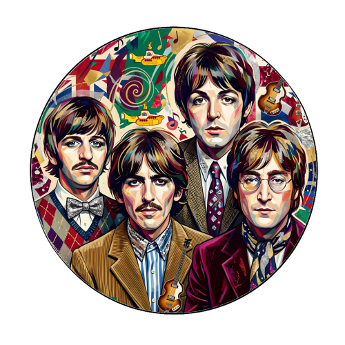 The Beatles: A Pop Art Symphony - Circle Sticker by haris kavalla