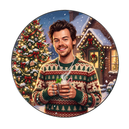 Harry's Cozy Christmas – A Festive Winter Evening - Circle Sticker by haris kavalla