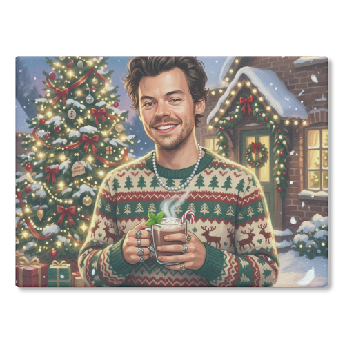 Harry's Cozy Christmas – A Festive Winter Evening - glass chopping board by haris kavalla