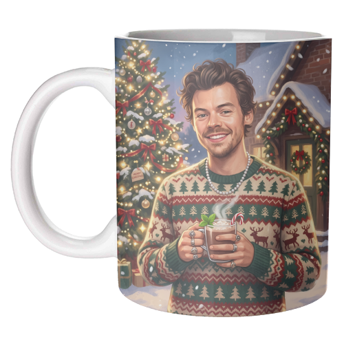 Harry's Cozy Christmas – A Festive Winter Evening - unique mug by haris kavalla