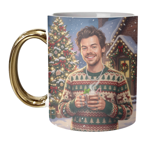 Harry's Cozy Christmas – A Festive Winter Evening - unique mug by haris kavalla