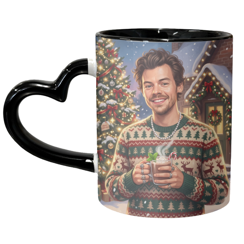 Harry's Cozy Christmas – A Festive Winter Evening - unique mug by haris kavalla