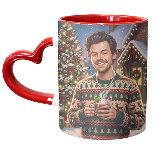 Harry's Cozy Christmas – A Festive Winter Evening - unique mug by haris kavalla