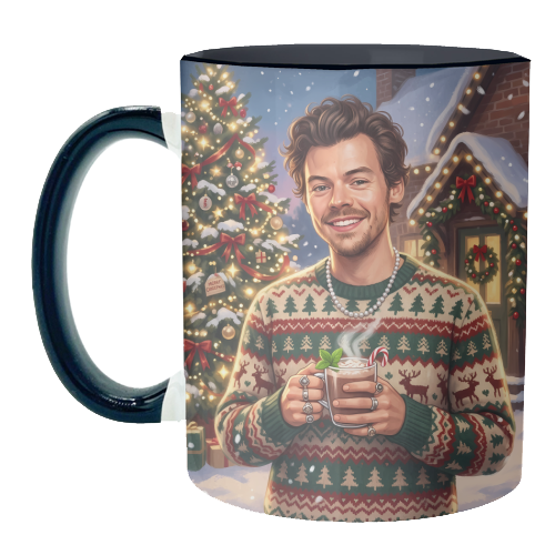 Harry's Cozy Christmas – A Festive Winter Evening - unique mug by haris kavalla