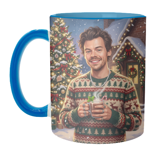 Harry's Cozy Christmas – A Festive Winter Evening - unique mug by haris kavalla