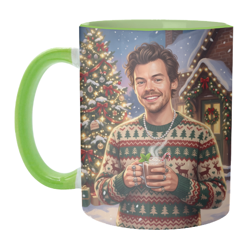 Harry's Cozy Christmas – A Festive Winter Evening - unique mug by haris kavalla