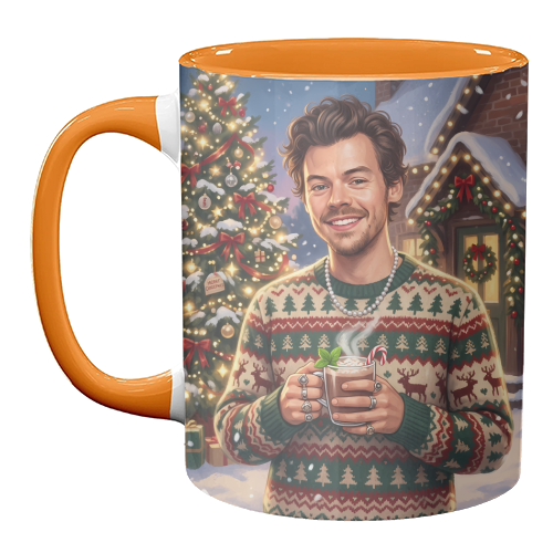 Harry's Cozy Christmas – A Festive Winter Evening - unique mug by haris kavalla