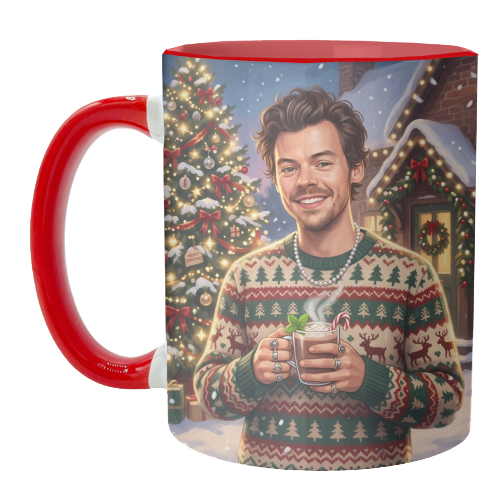 Harry's Cozy Christmas – A Festive Winter Evening - unique mug by haris kavalla