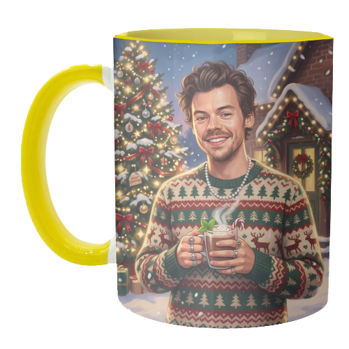 Harry's Cozy Christmas – A Festive Winter Evening - unique mug by haris kavalla