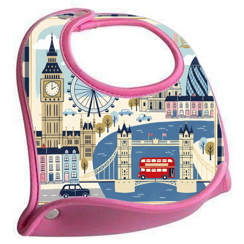 London Landmarks – Charming Vintage Travel Illustration - feeding bib by haris kavalla