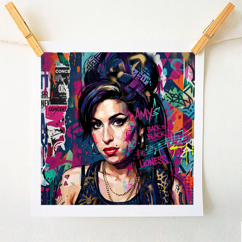 Amy Street Art Portrait - A1 - A4 art print by haris kavalla