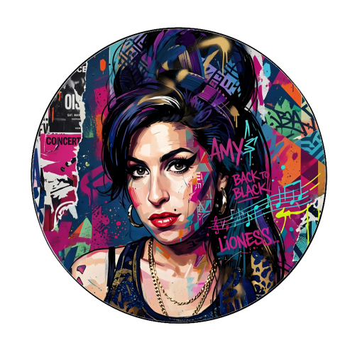 Amy Street Art Portrait - Circle Sticker by haris kavalla