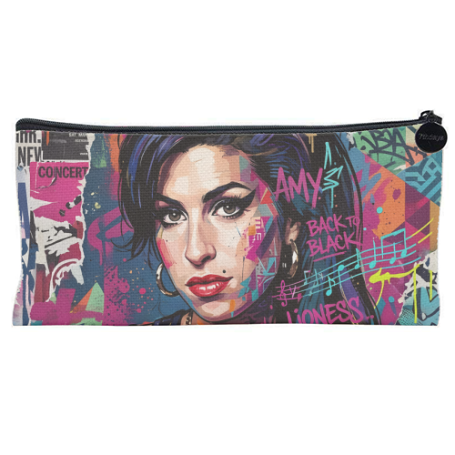Amy Street Art Portrait - flat pencil case by haris kavalla