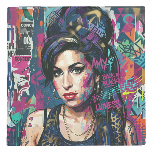 Amy Street Art Portrait - personalised beer coaster by haris kavalla