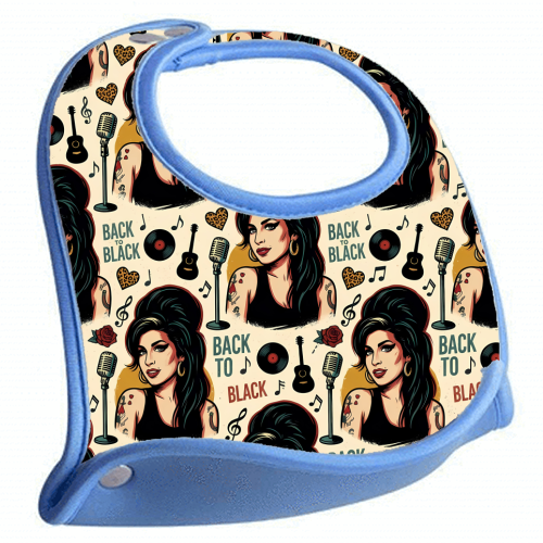 Amy Back to Black Retro Music Pattern - feeding bib by haris kavalla
