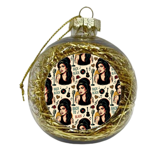 Amy Back to Black Retro Music Pattern - xmas bauble by haris kavalla