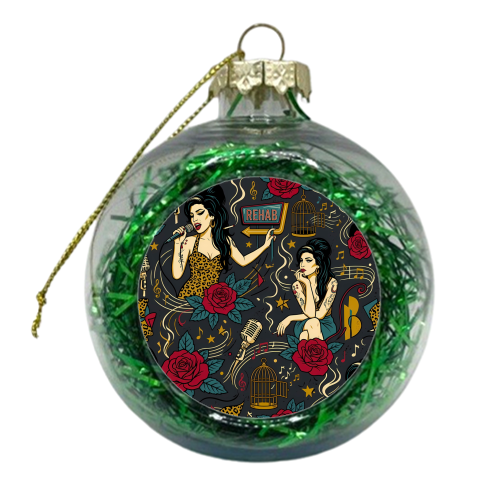 Amy inspired Vintage Music Pattern - xmas bauble by haris kavalla