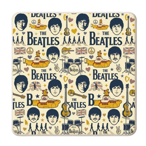 Beatles Retro British Rock Music Illustration - personalised beer coaster by haris kavalla