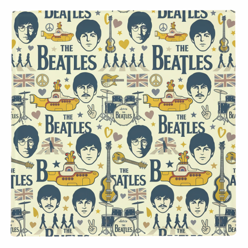 Beatles Retro British Rock Music Illustration - personalised beer coaster by haris kavalla