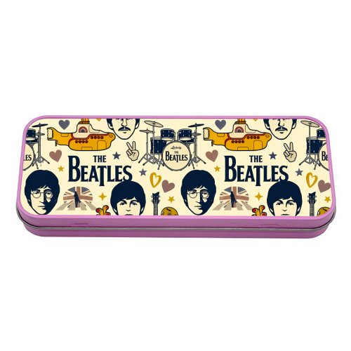 Beatles Retro British Rock Music Illustration - tin pencil case by haris kavalla