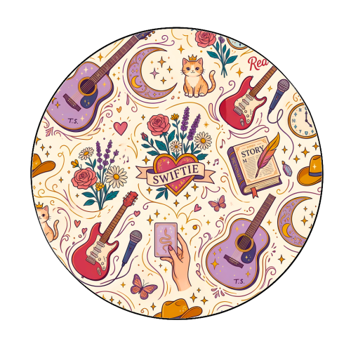 Swiftie Aesthetic Whimsical Music Lover Pattern Art - Circle Sticker by haris kavalla