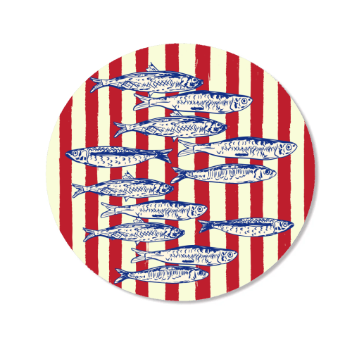 Sardines with Red Stripes Mediterranean Retro Fish - Magnet by EZbie