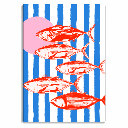 Preppy Blue Stripes Tuna Coastal Aesthetic - personalised A4, A5, A6 notebook by EZbie