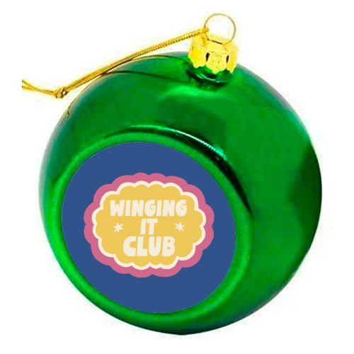 Winging It Club Badge - colourful christmas bauble by Giddy Kipper