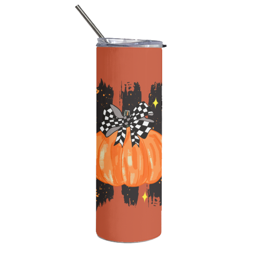 Preppy Fall Pumpkin Bow Glitter Coquette - Tumbler by EZbie