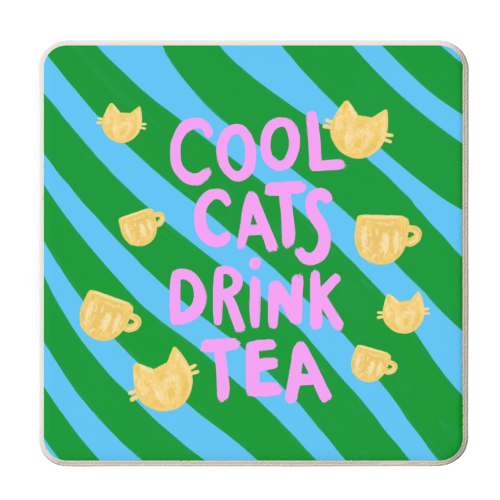 Cool Cats Drink Tea - personalised beer coaster by The Paper Tail