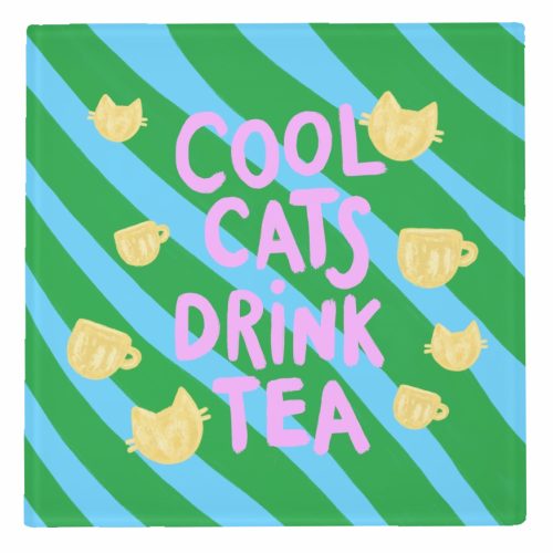 Cool Cats Drink Tea - personalised beer coaster by The Paper Tail