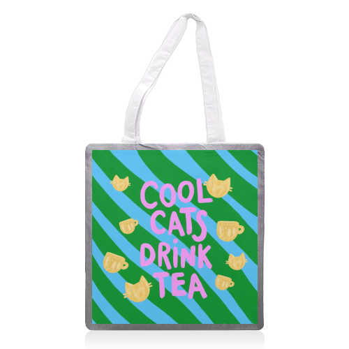 Cool Cats Drink Tea - printed canvas tote bag by The Paper Tail