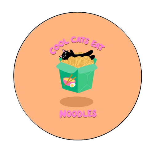 Cool Cats Eat Noodles - Circle Sticker by The Paper Tail
