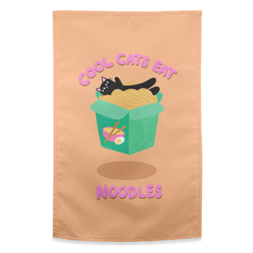 Cool Cats Eat Noodles - funny tea towel by The Paper Tail
