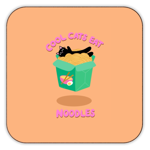Cool Cats Eat Noodles - personalised beer coaster by The Paper Tail