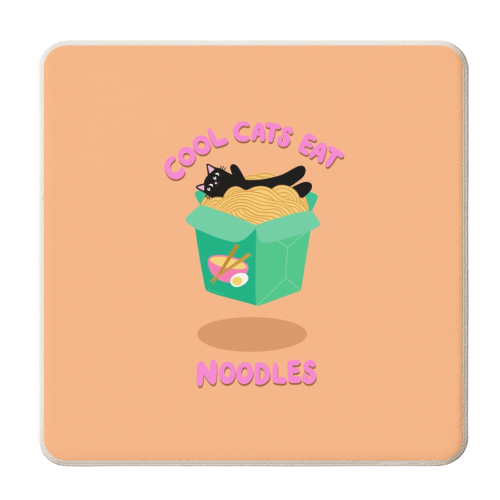 Cool Cats Eat Noodles - personalised beer coaster by The Paper Tail