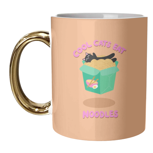 Cool Cats Eat Noodles - unique mug by The Paper Tail