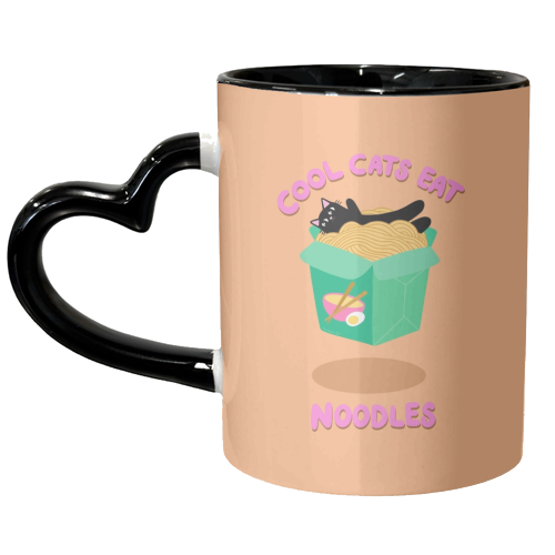 Cool Cats Eat Noodles - unique mug by The Paper Tail